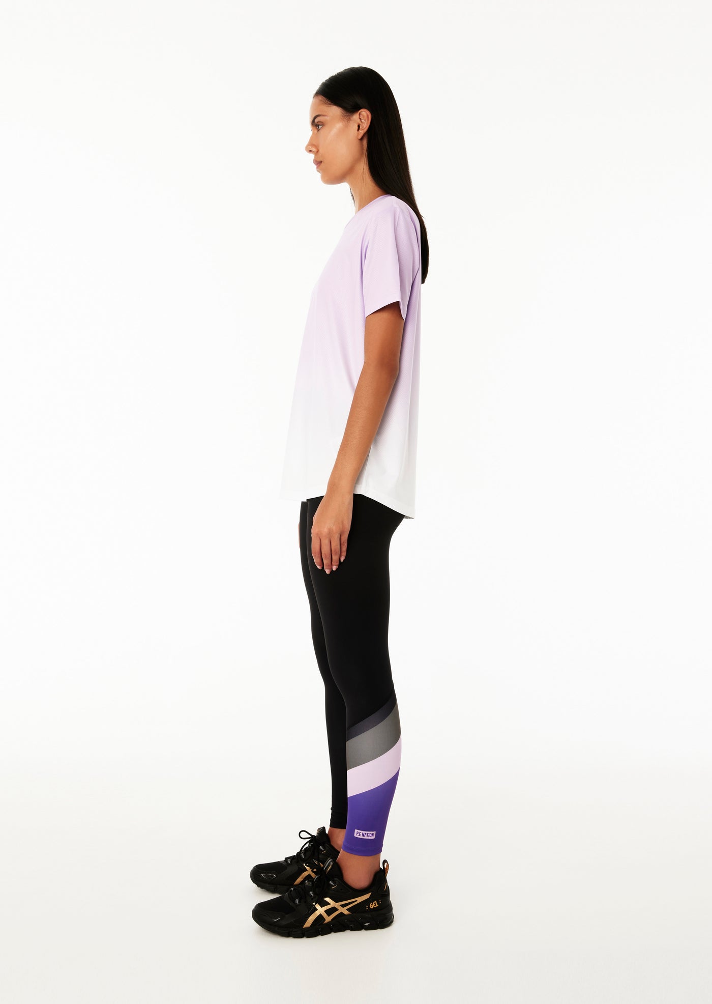 POLE POSITION 7/8 LEGGING IN BLACK / ROYAL LILAC