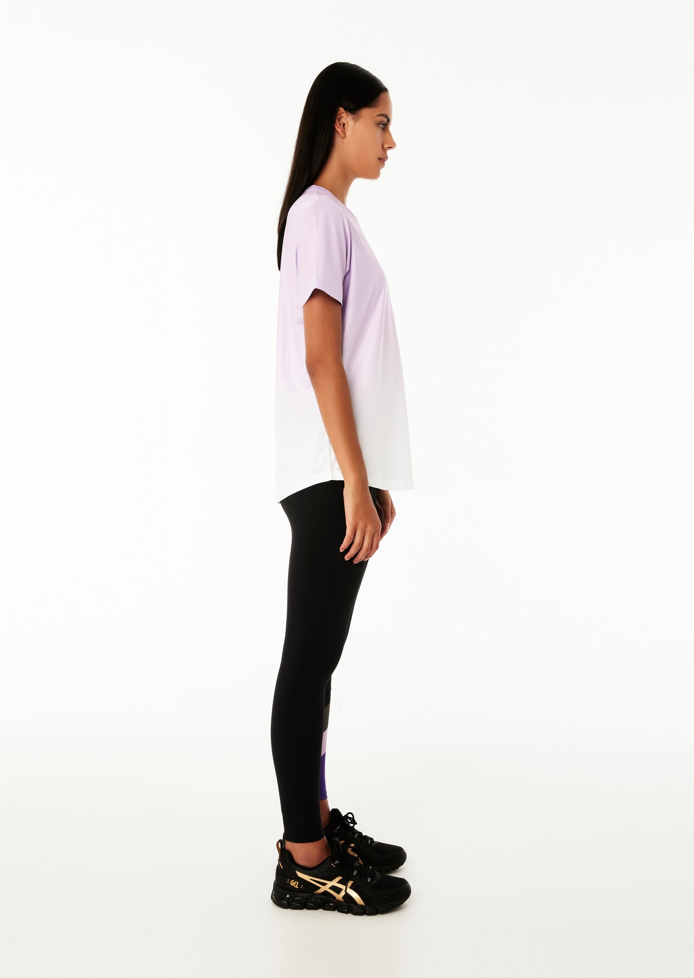 POLE POSITION 7/8 LEGGING IN BLACK / ROYAL LILAC