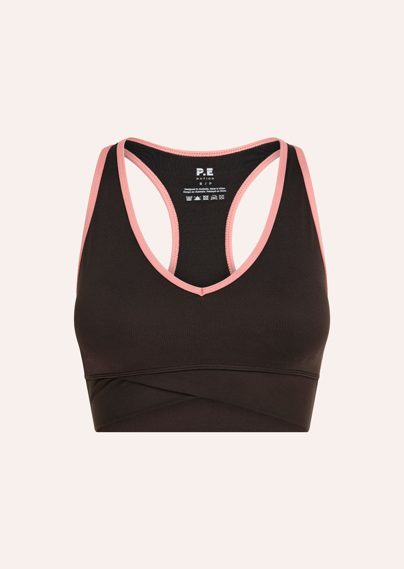 VITA SPORTS BRA IN LICORICE & DUSTY PINK
