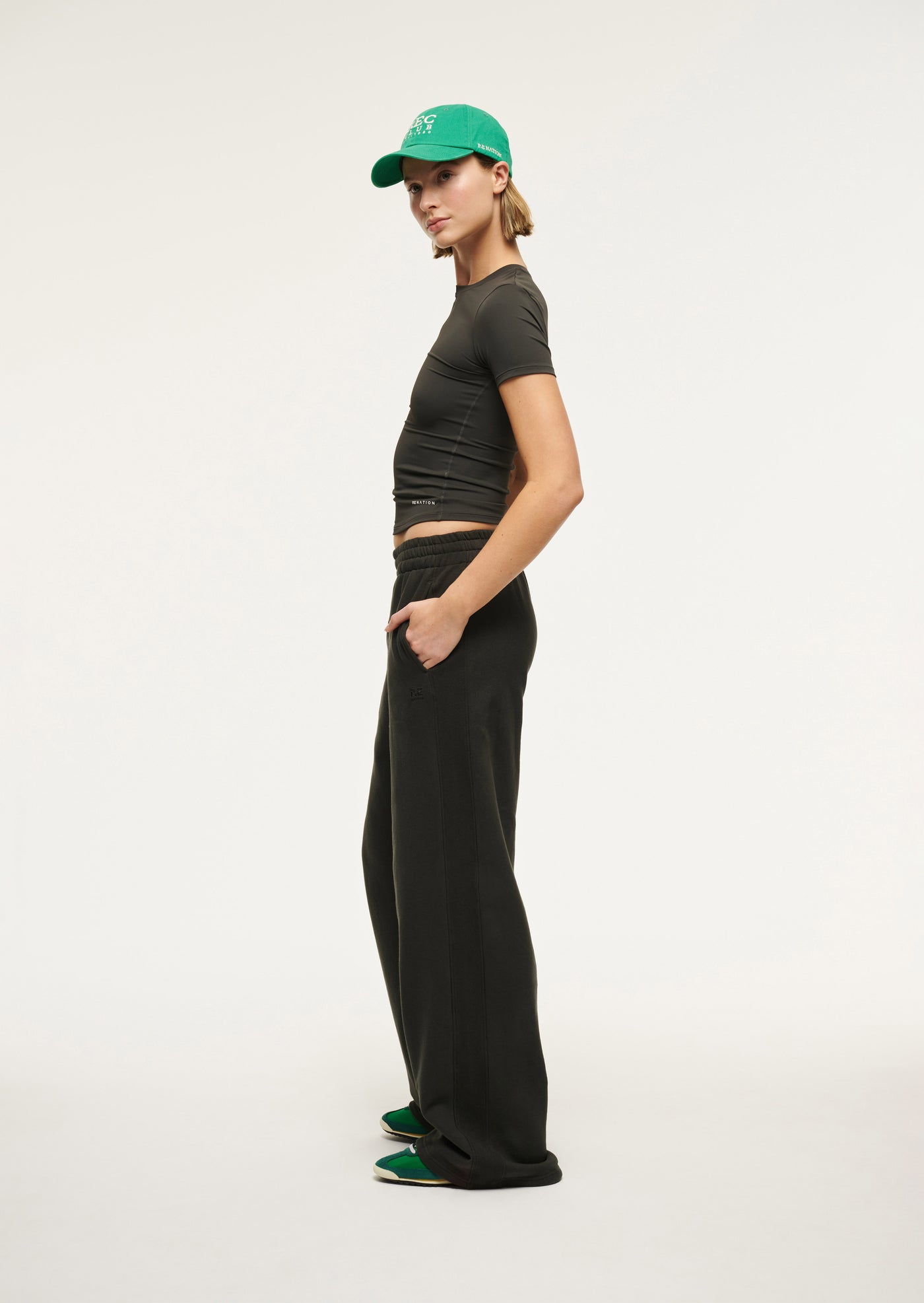 Adventure Trackpant in Asphalt by P.E Nation Womens Grey Wide Leg Track Pant