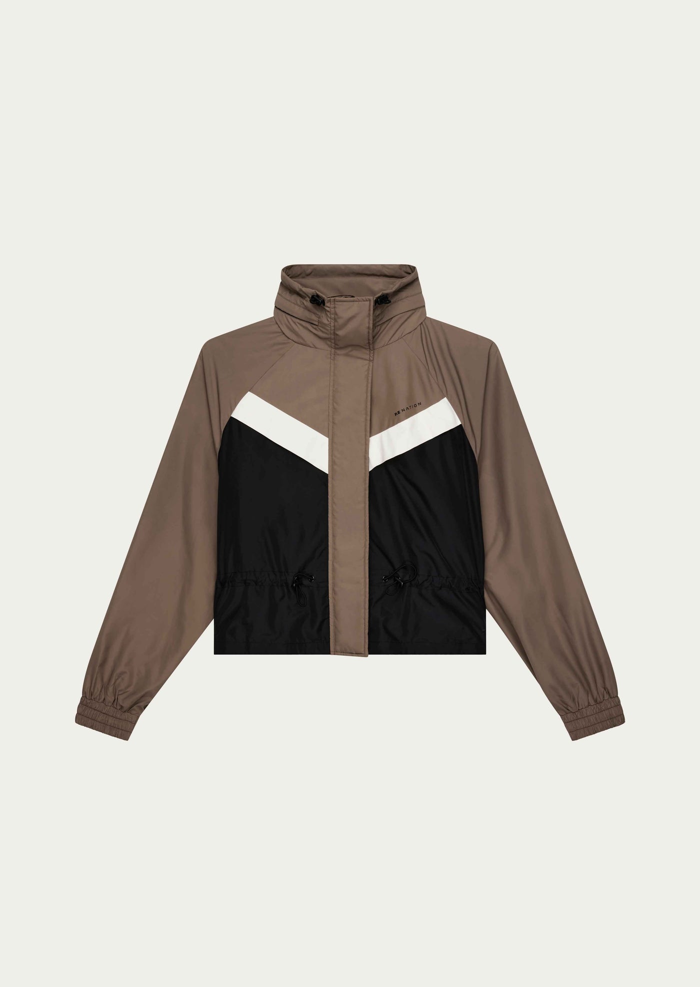 Shelter Jacket in Fossil by P.E Nation Womens Brown Spray Jacket