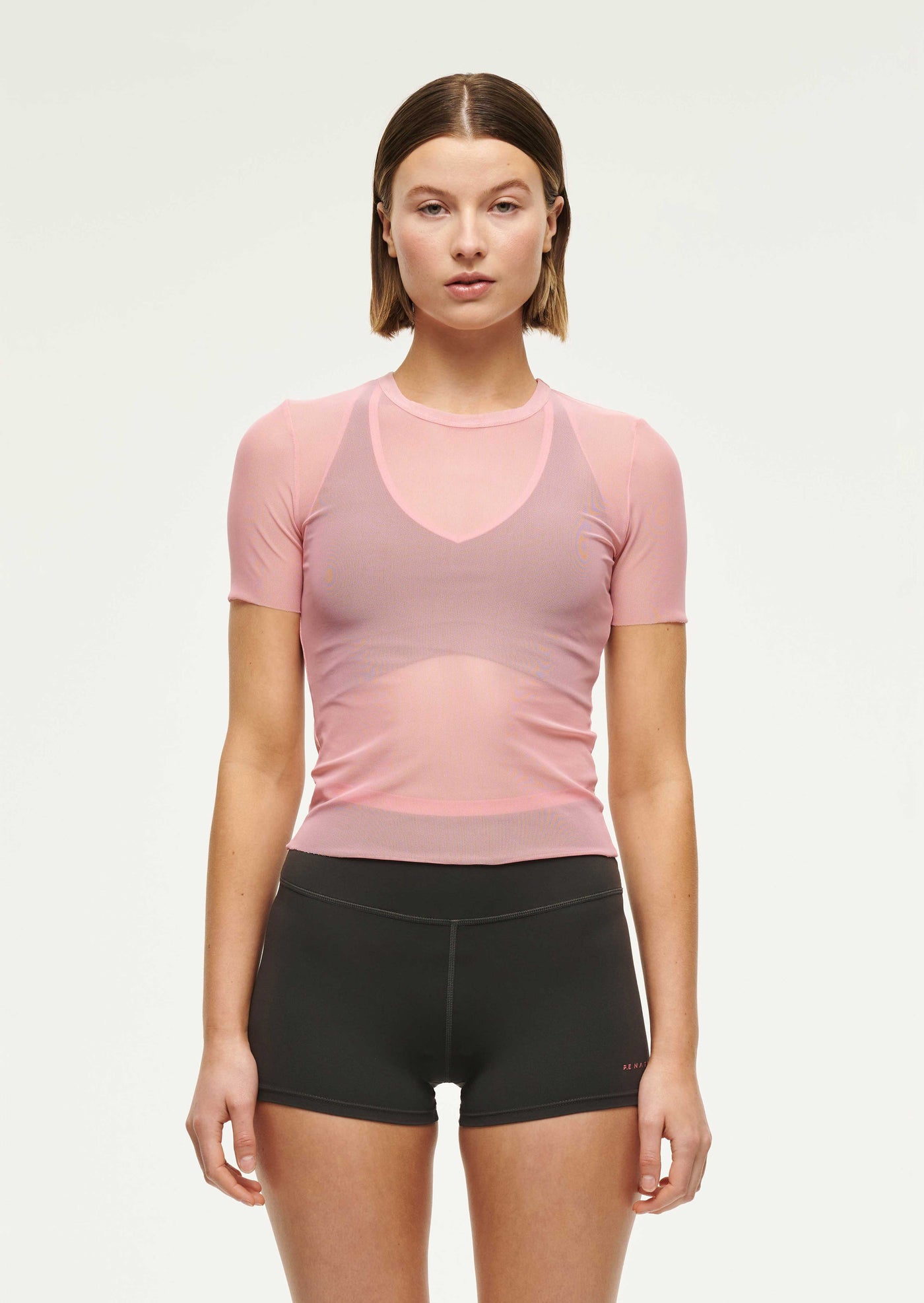 DISCOVERY MESH TEE IN CANDY PINK