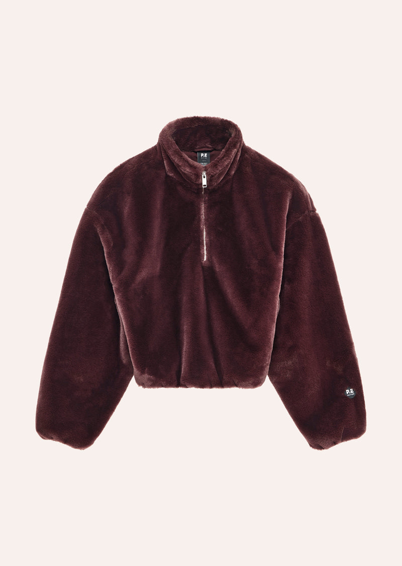 MONTEREY ZIP NECK IN MAHOGANY BY P.E NATION WOMENS ACTIVEWEAR JACKET