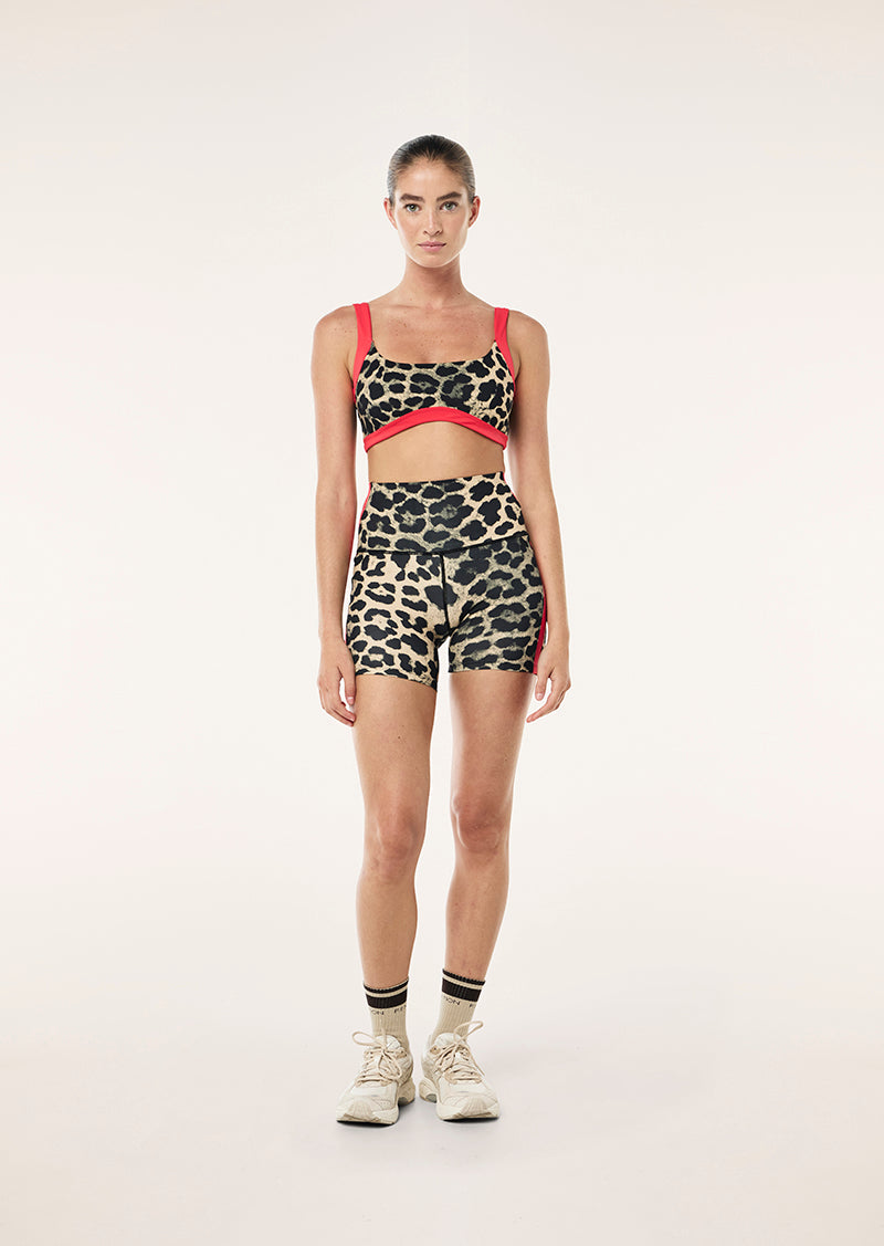 HIGHGATE 5" BIKE SHORT IN LEOPARD & STRAWBERRY