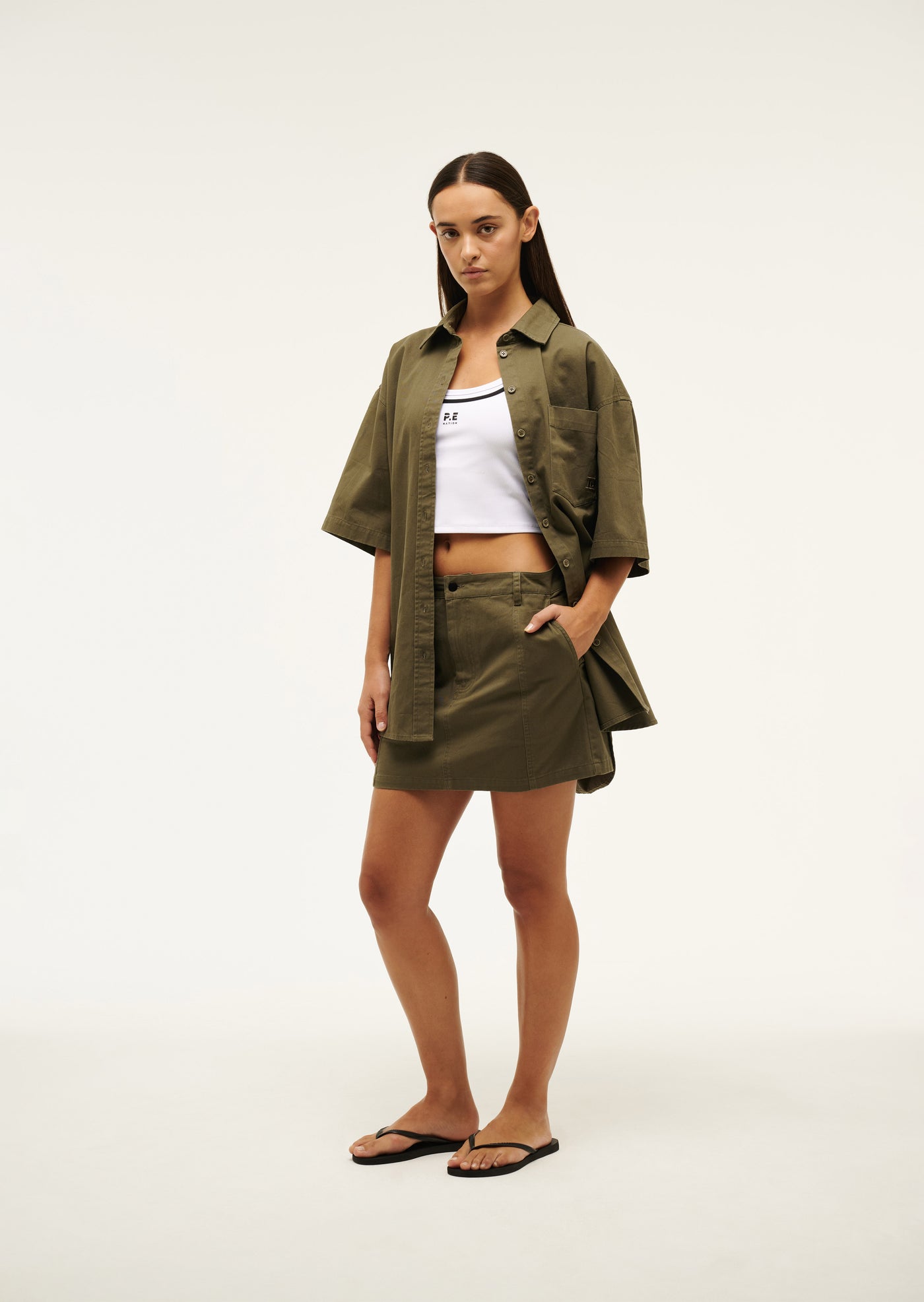 HEADLINE SKIRT IN KHAKI