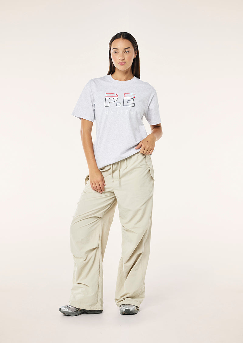 HEADS UP TEE IN GREY MARLE BY P.E NATION WOMENS ATHLEISURE TOP TEE