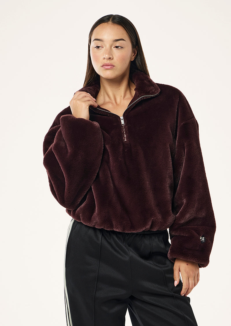MONTEREY ZIP NECK IN MAHOGANY BY P.E NATION WOMENS ACTIVEWEAR JACKET