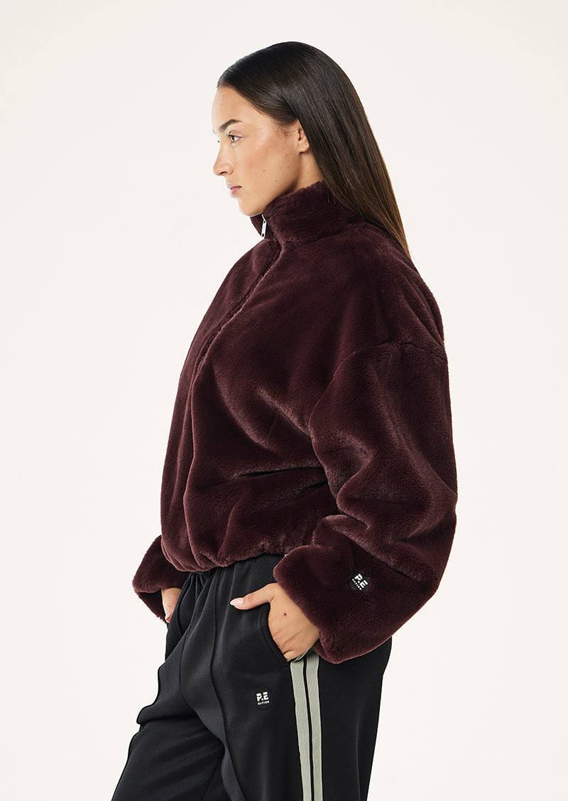 MONTEREY ZIP NECK IN MAHOGANY BY P.E NATION WOMENS ACTIVEWEAR JACKET