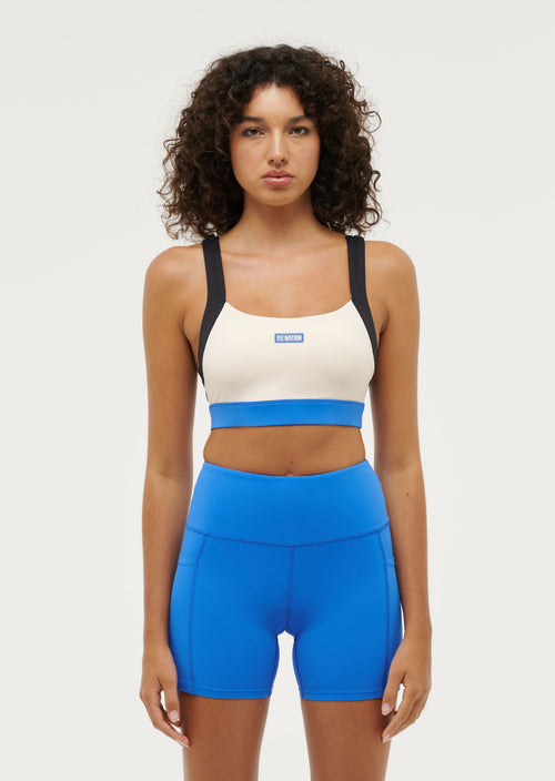 REACTION TIME SPORTS BRA IN PEARLED IVORY