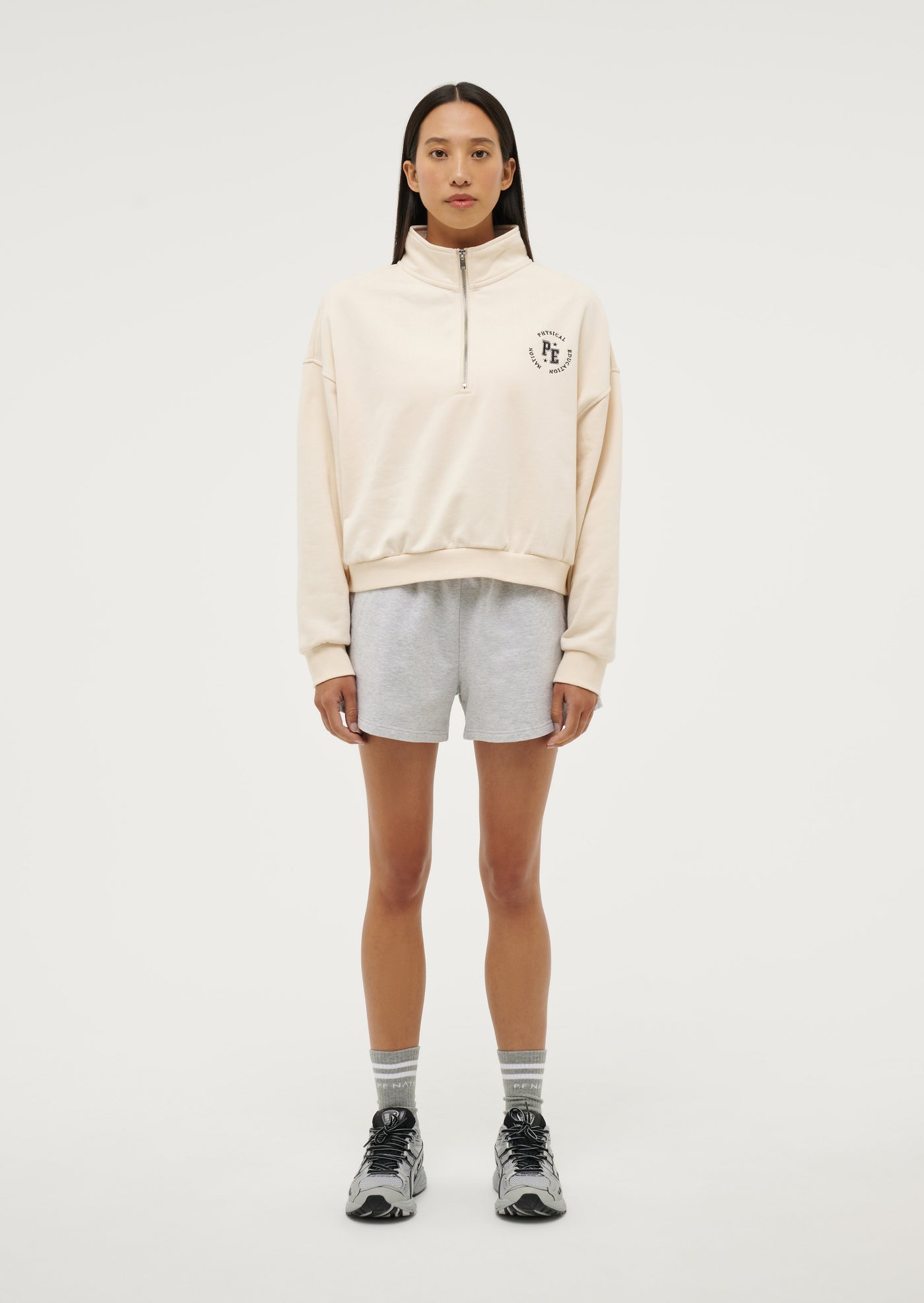 PHYSICAL ZIP THRU SWEAT IN PEARLED IVORY