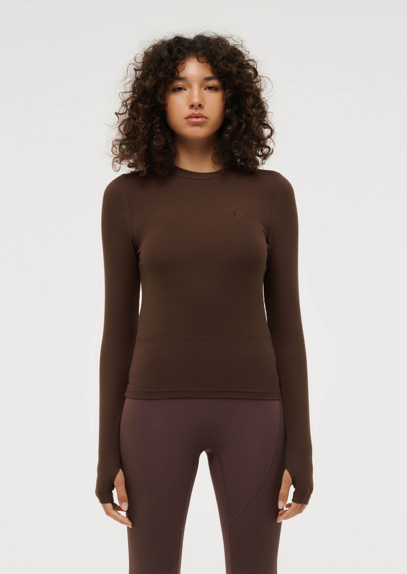 FREE PLAY 2.0 LS RIB TEE IN CHESTNUT