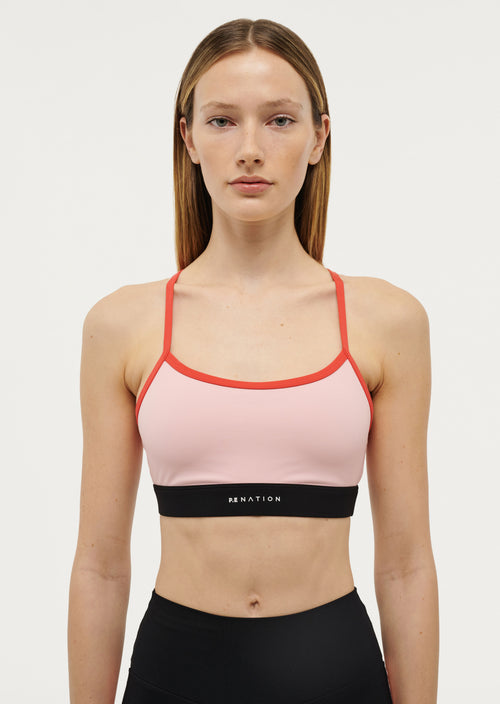 Signature Bra in Pink and Red, PE Nation Sports Bra, Active Sports Bra in Pink