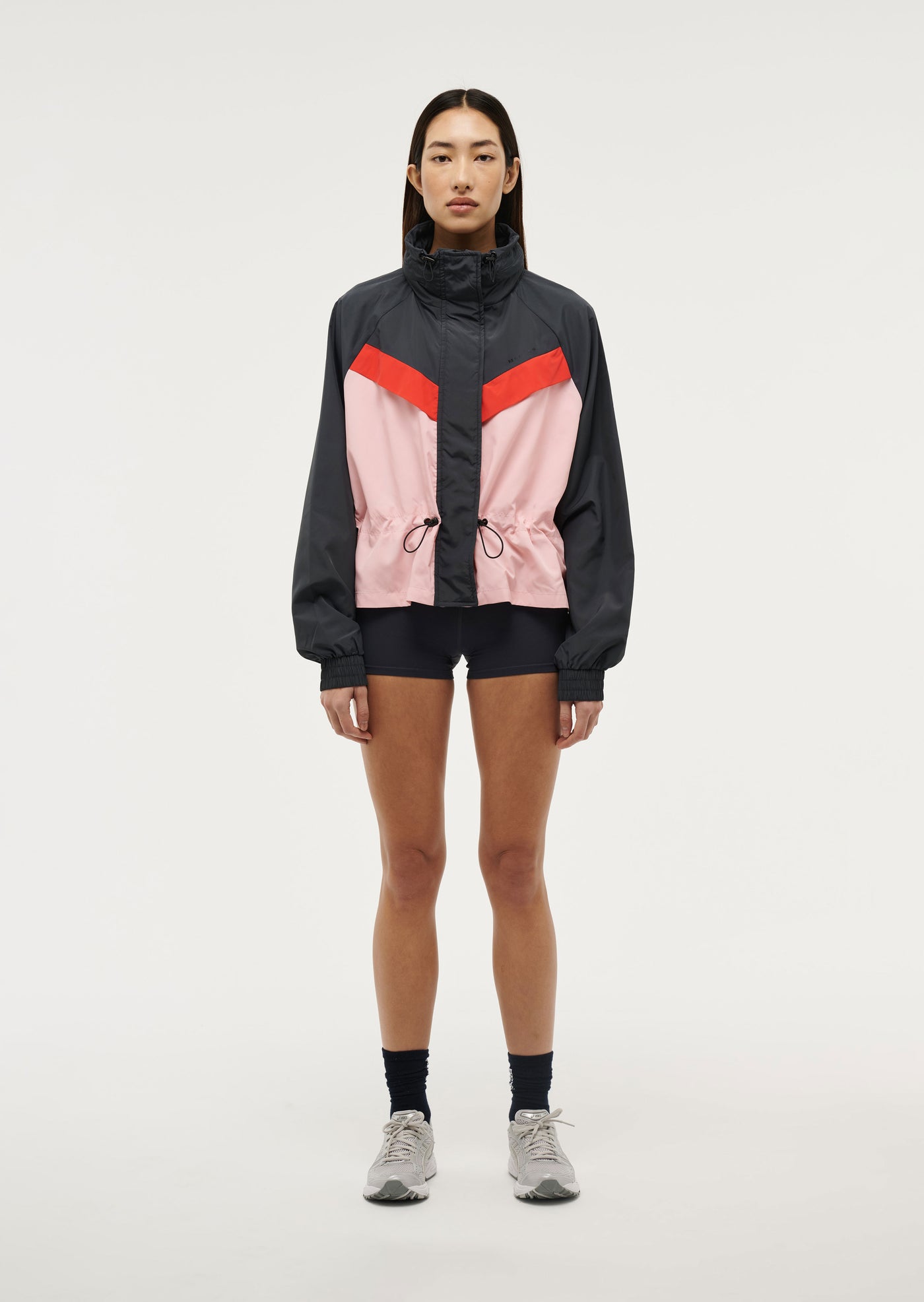 Shelter Jacket in Marine Blue by P.E Nation, Pink and Navy Blue Womens Spray Jacket