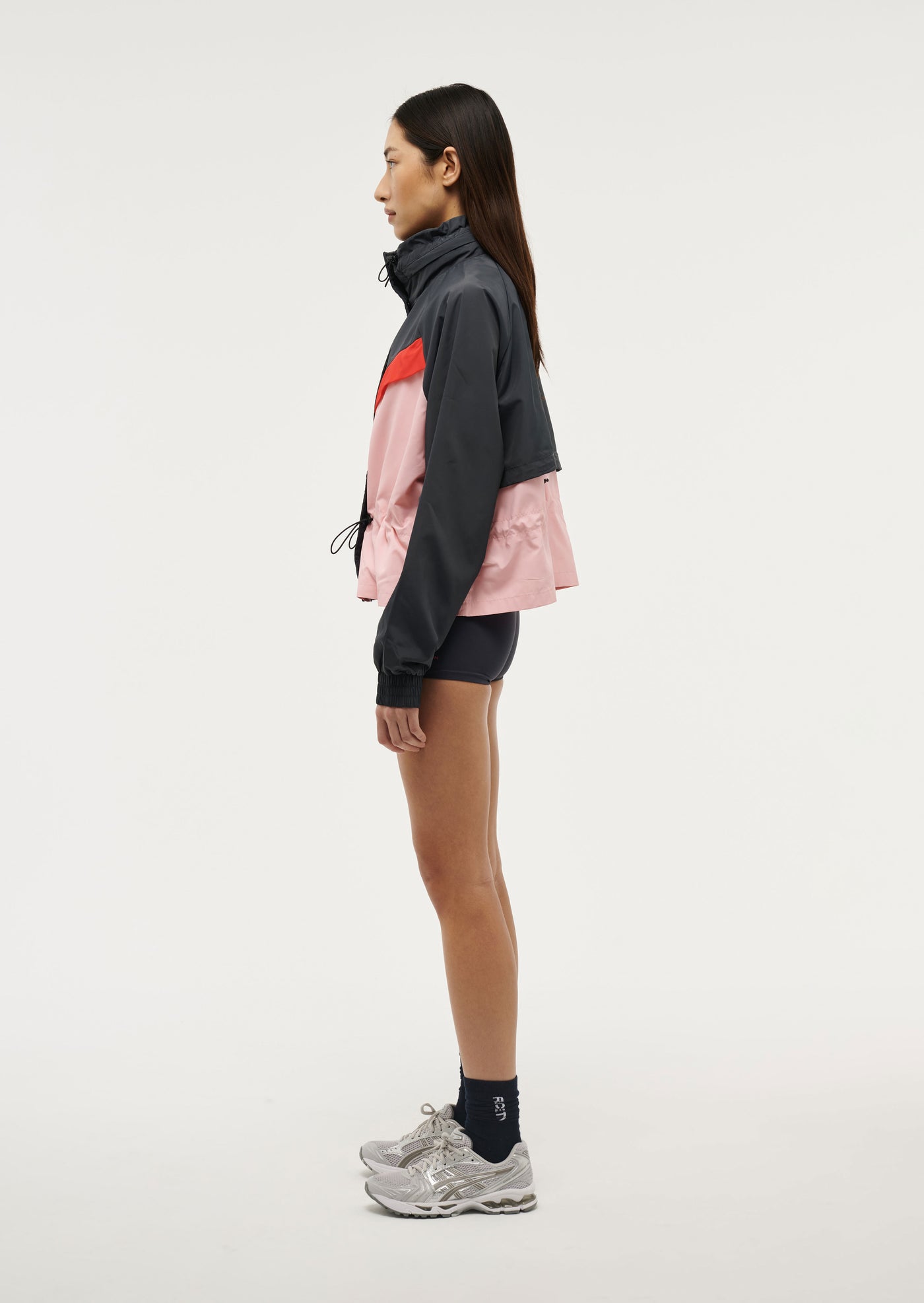 Shelter Jacket in Marine Blue by P.E Nation, Pink and Navy Blue Womens Spray Jacket