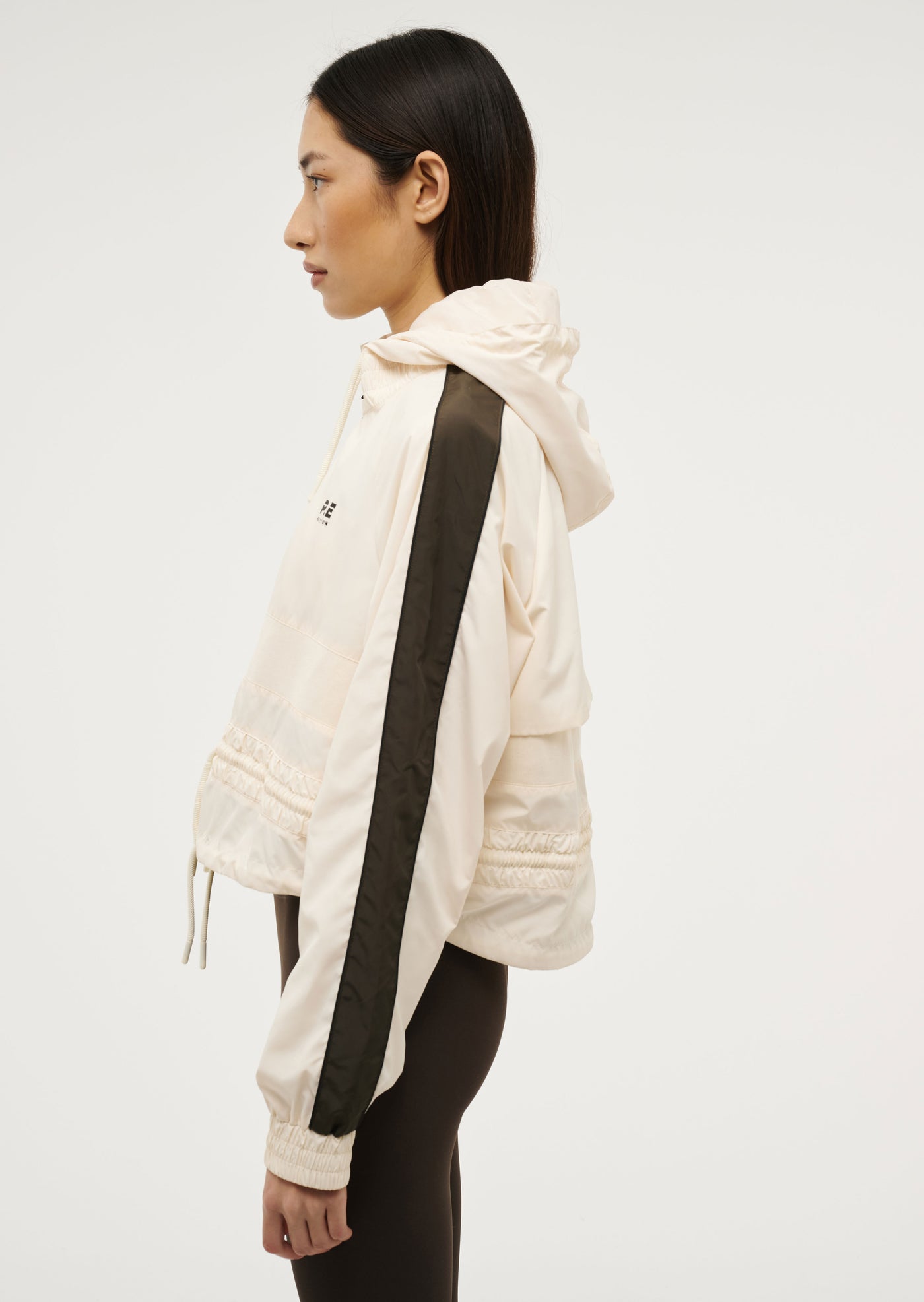 Cropped Man Down Jacket in Whisper White By P.E Nation, Cream Womens Cropped Spray Jacket