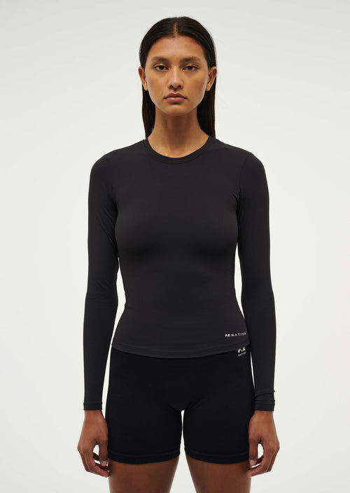 FOUNDATION LONG SLEEVE TOP IN BLACK