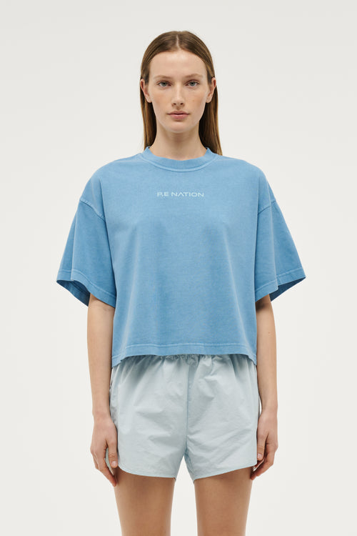 NOMAD BOXY TEE IN WASHED BRIGHT BLUE
