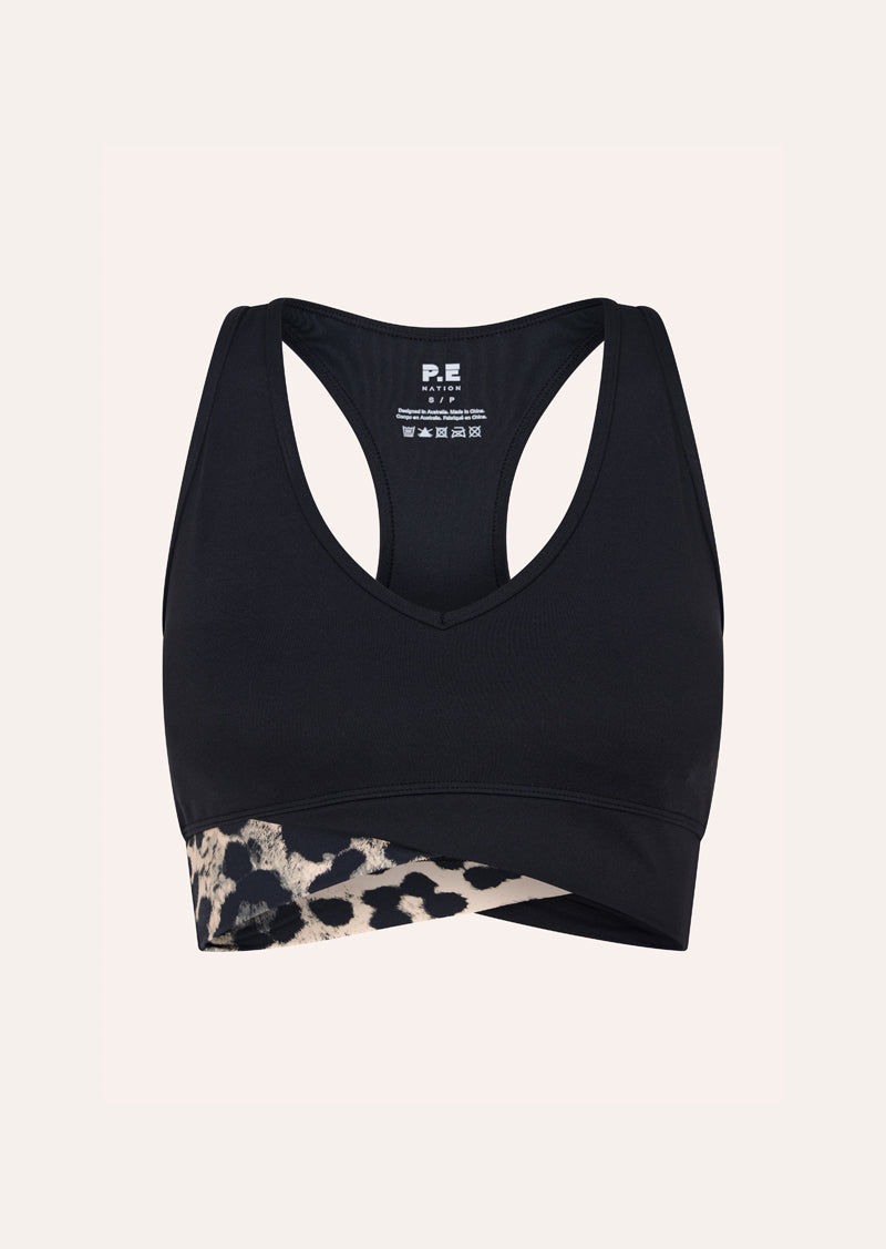 WANDER SPORTS BRA IN BLACK & LEOPARD