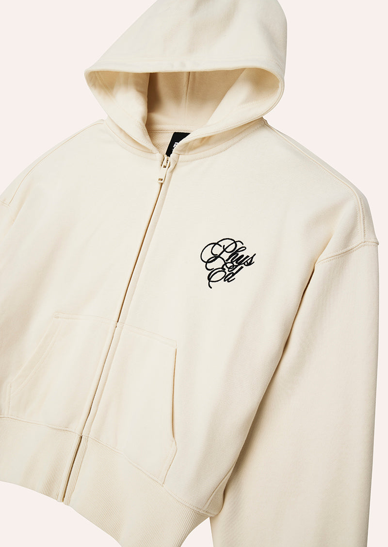 WARM UP ZIP THROUGH HOODIE IN WHISPER WHITE
