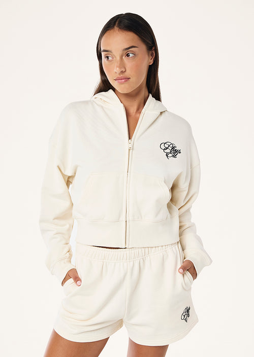 WARM UP ZIP THROUGH HOODIE IN WHISPER WHITE
